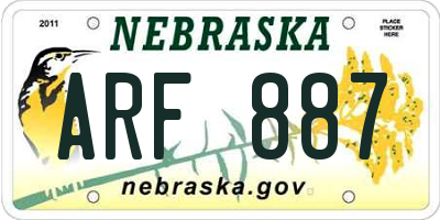 NE license plate ARF887