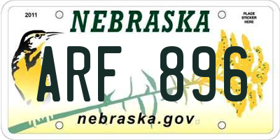 NE license plate ARF896