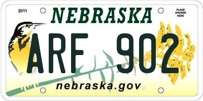 NE license plate ARF902