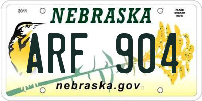 NE license plate ARF904