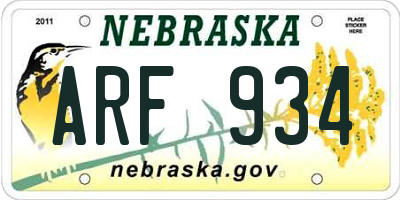 NE license plate ARF934