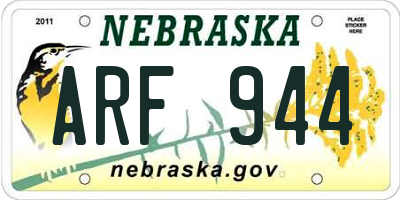 NE license plate ARF944