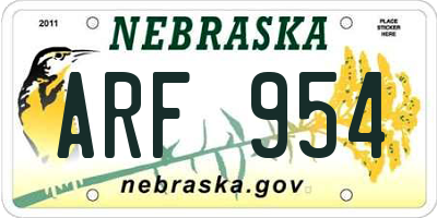NE license plate ARF954