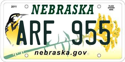 NE license plate ARF955