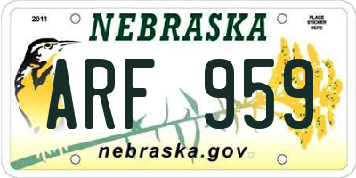 NE license plate ARF959