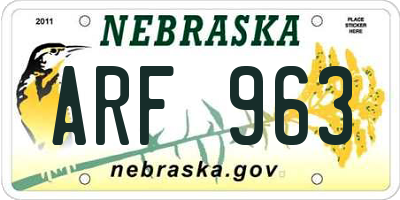 NE license plate ARF963