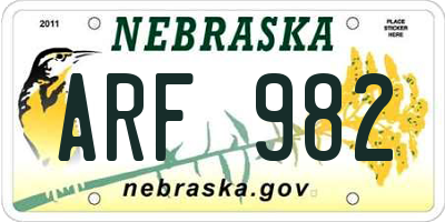 NE license plate ARF982