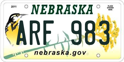 NE license plate ARF983