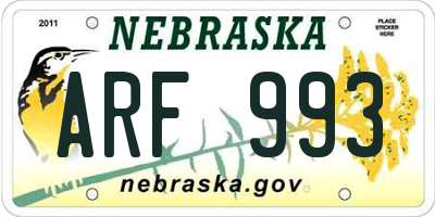 NE license plate ARF993