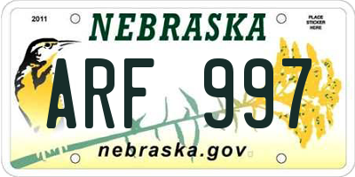 NE license plate ARF997