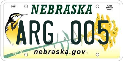 NE license plate ARG005