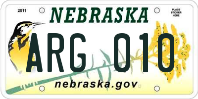 NE license plate ARG010