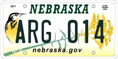 NE license plate ARG014