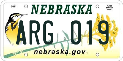 NE license plate ARG019