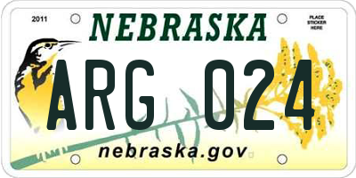 NE license plate ARG024