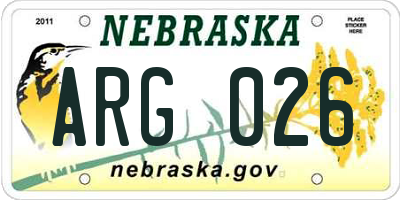 NE license plate ARG026