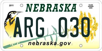 NE license plate ARG030