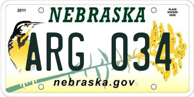 NE license plate ARG034