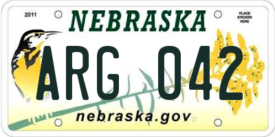 NE license plate ARG042