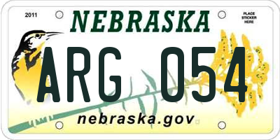 NE license plate ARG054