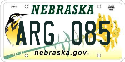 NE license plate ARG085