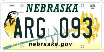 NE license plate ARG093