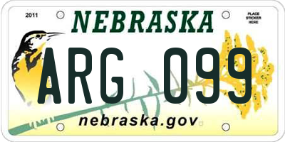 NE license plate ARG099