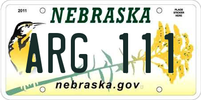 NE license plate ARG111