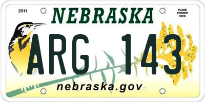 NE license plate ARG143