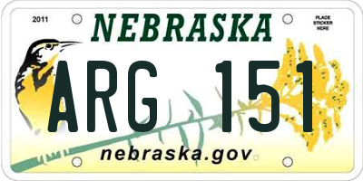 NE license plate ARG151