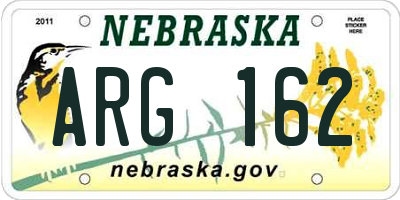 NE license plate ARG162