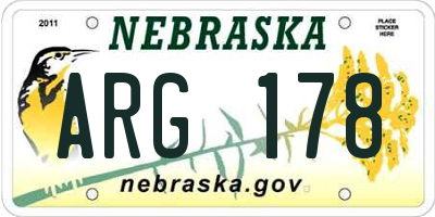 NE license plate ARG178