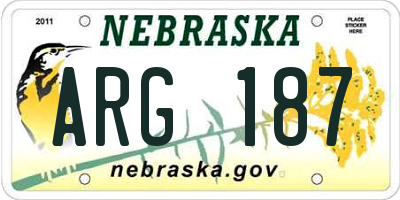 NE license plate ARG187