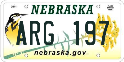 NE license plate ARG197