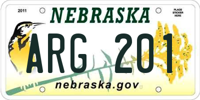 NE license plate ARG201