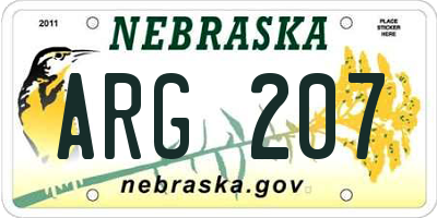 NE license plate ARG207