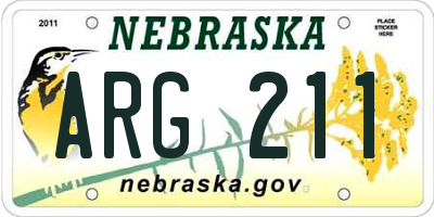 NE license plate ARG211
