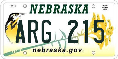 NE license plate ARG215