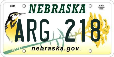 NE license plate ARG218
