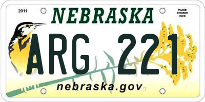 NE license plate ARG221