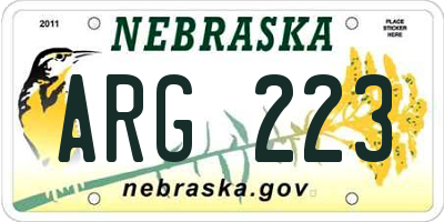 NE license plate ARG223