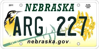 NE license plate ARG227