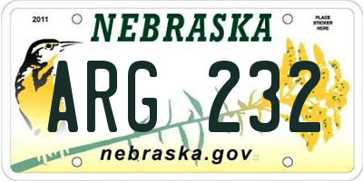 NE license plate ARG232