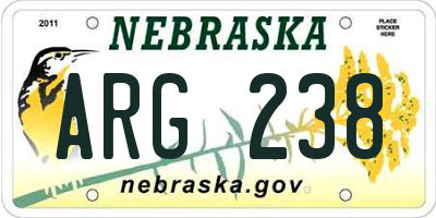 NE license plate ARG238