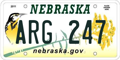 NE license plate ARG247