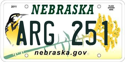 NE license plate ARG251