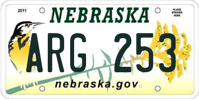 NE license plate ARG253