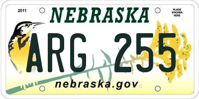NE license plate ARG255