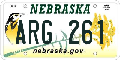NE license plate ARG261