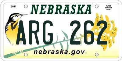 NE license plate ARG262